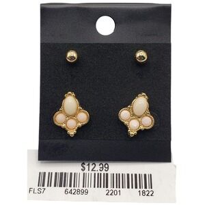 5/10  New 2 pair of gold tone art deco fashion earrings